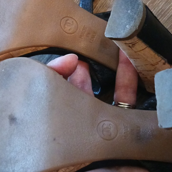 Vintage Chanel Black/ Cork Ankle Strap Sandals Size 36.5/size 6.5 - Picture 12 of 16